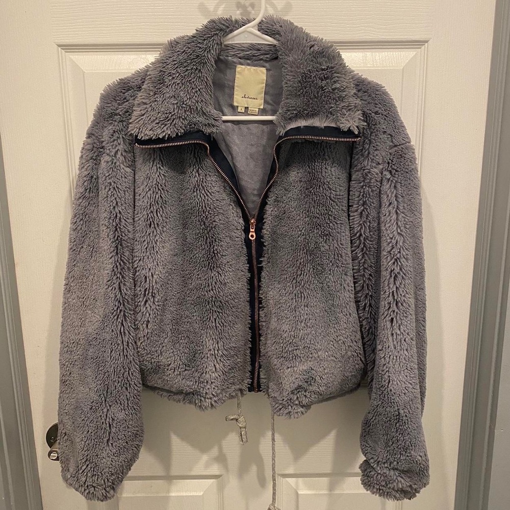Anthropologie Elevenses faux fur/fuzzy jacket